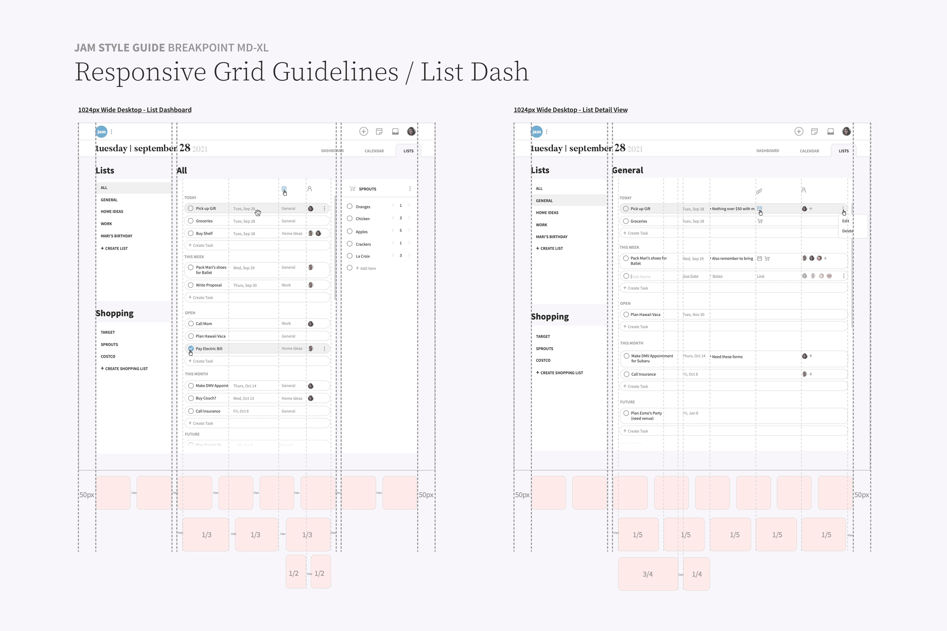 Jam's responsive grid