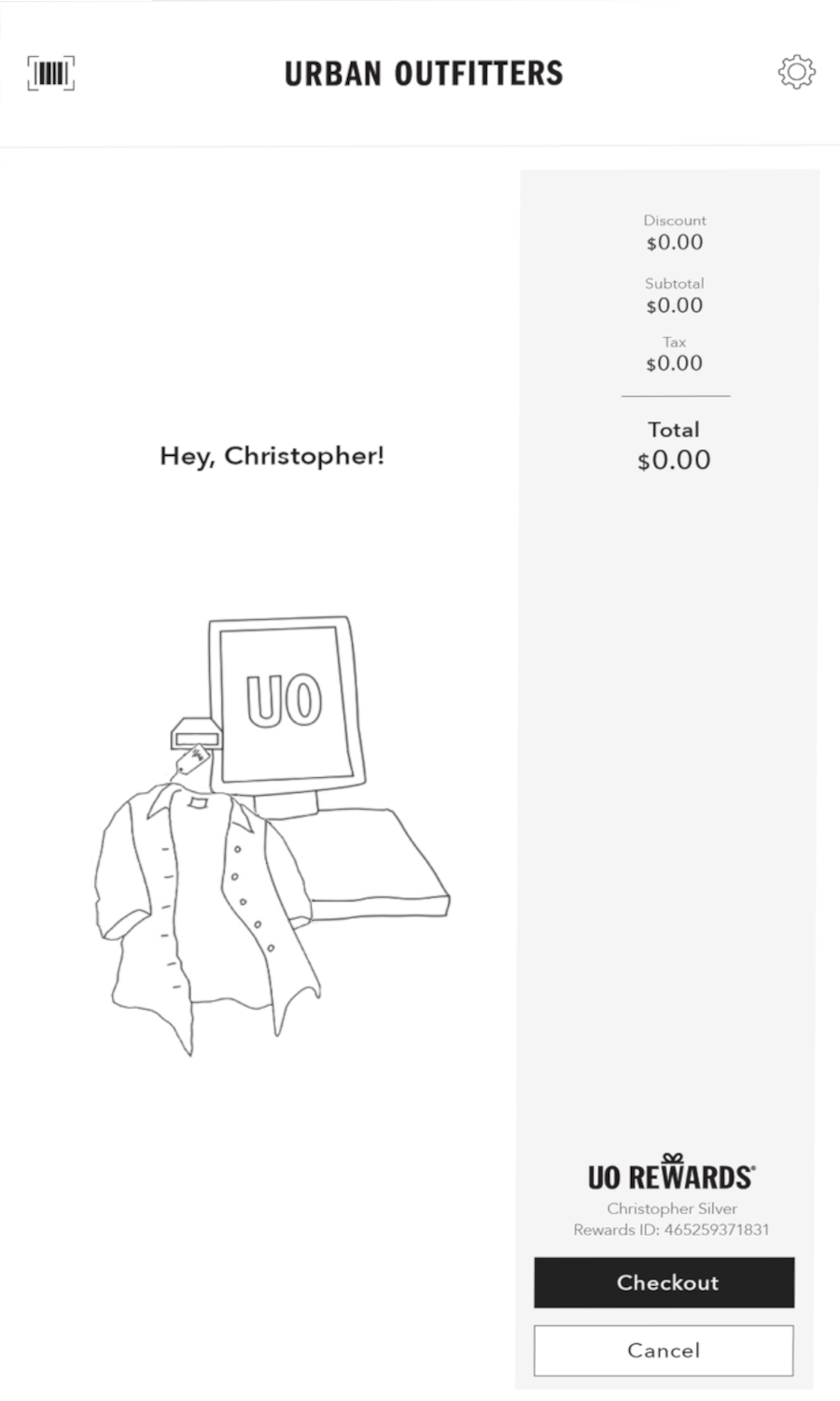 UO flat self checkout screen 1